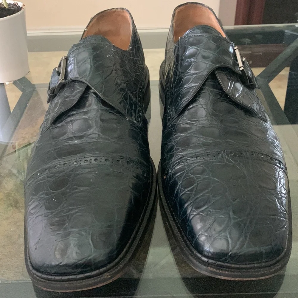 Genuine Crocodile Monk Strap Leather Loafers | PAOLO DE MARCO